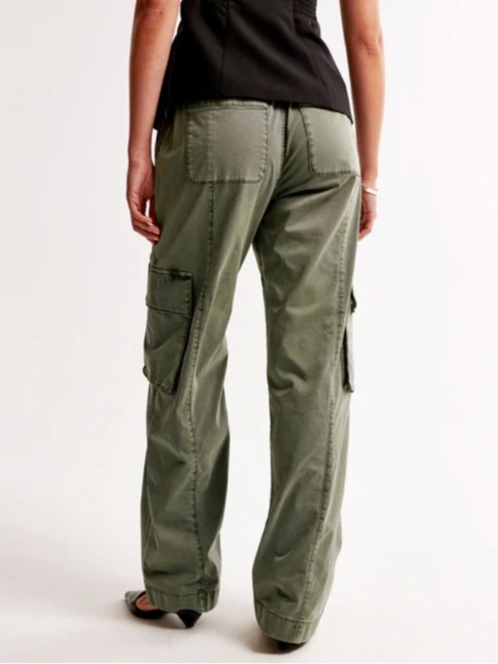 Abercrombie & Fitch Olive Green Baggy Cargo Pull-On Pant - Size XL - Picture 3 of 12